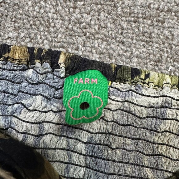 Farm Rio Butterfly Wing Green Print Cropped Vacation / Beach / Travel Top Size P - Picture 3 of 6